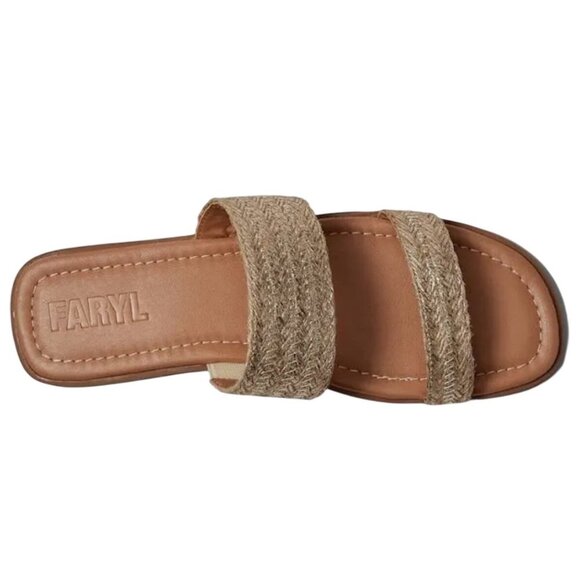 FARYL Carmen Gold Raffia Slides Size 6.5 New In Box - Picture 5 of 10